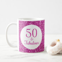 50 & Fabulous Birthday Pink Glitzer