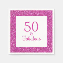 50 & Fabulous Birthday Pink Glitzer