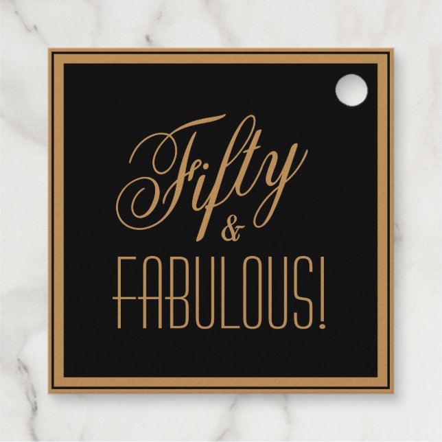 50 & FABULOUS! Black Gold Gerahmt 50. Geburtstag Geschenkanhänger (Rückseite)
