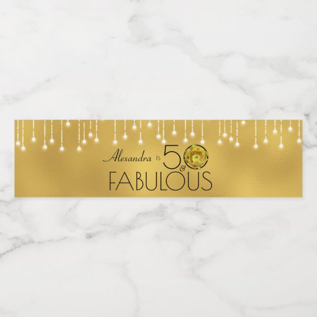 50 & Fabulous Black on Gold Yellow Cactus Blume (Einzelnes Label)