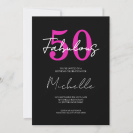 50 Fabulous Black Pink Birthday Einladung