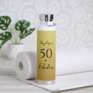 50 & Fabulous Black Script Imitate Gold Foil Textu Trinkflasche