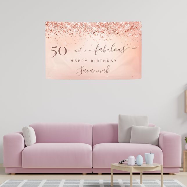 50 Fabulous blush pink rosa Konfetti Name Banner (Von Creator hochgeladen)