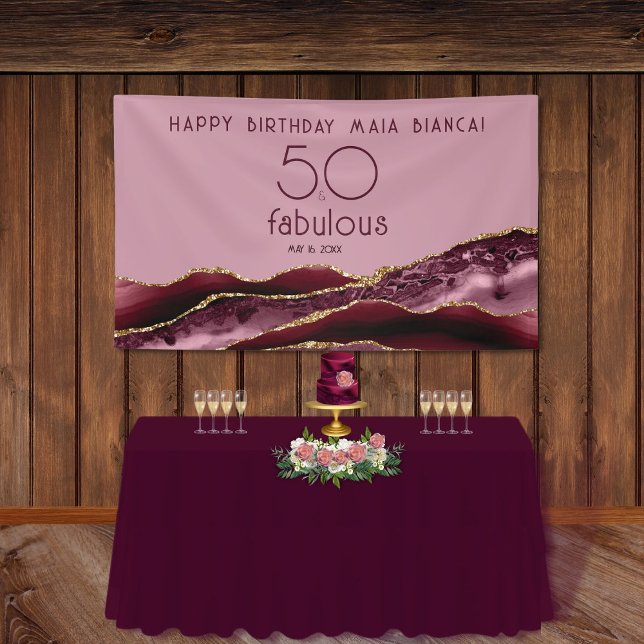 50 & Fabulous Burgundy Pink 50. Geburtstag Banner (Von Creator hochgeladen)