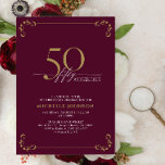 50 & Fabulous Burgundy White & Gold Geburtstag Einladung<br><div class="desc">Es ist dein besonderer 50. Geburtstag, und es ist Zeit zu feiern! Will du, den besten Bash in der Stadt zu werfen? Mit dieser 50 & Fabulous Burgundy White & Gold Kalligraphie zum Geburtstag laden Sie ein, mit dem höchsten Stil zu beginnen. Es wird sicher sein, den Ton für eine...</div>