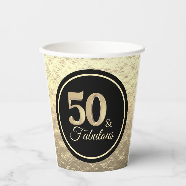 50 & Fabulous Classy Gold Pappbecher (Vorderseite)