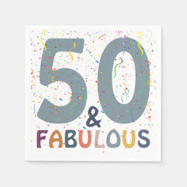 50 & Fabulous Confetti Blue Modern Geburtstag Serviette