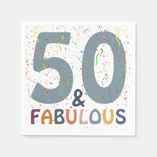 50 & Fabulous Confetti Blue Modern Geburtstag Serviette (Vorderseite)