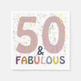 50 & Fabulous Confetti Pink Modernes Party Serviette