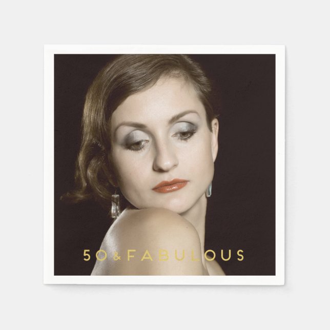 50 & Fabulous | Custom Foto Paper Napkin Serviette (Vorderseite)