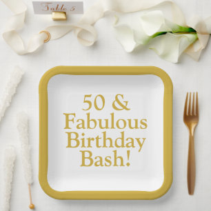 50 & Fabulous Customizable Gold Paper Teller
