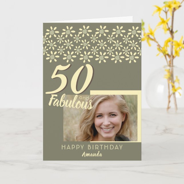 50 & Fabulous Daisy Blume Wasserfarbe Foto Karte (Gelbe Blume)
