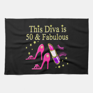 50 & FABULOUS DAZZLING DIVA DESIGN HANDTUCH