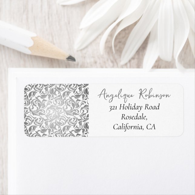 50 & Fabulous Decorative Silver Floral Muster (Insitu)