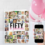 50 & Fabulous Editable Big Foto Collage Geburtstag Karte<br><div class="desc">Große Geburtstagskarte personalisiert mit Ihren eigenen Fotos und individuellen Nachrichten. Die Fotovorlage ist für Sie Set, um 40 Fotos hochzuladen und Sie können die Formulierung bearbeiten, innen und außen. Der Titeltitel ist teilweise editierbar und liest derzeit "Fifty & fabulous" in moderner überdimensionaler Typografie und Pinselskripte. Sie können dies ändern, um...</div>