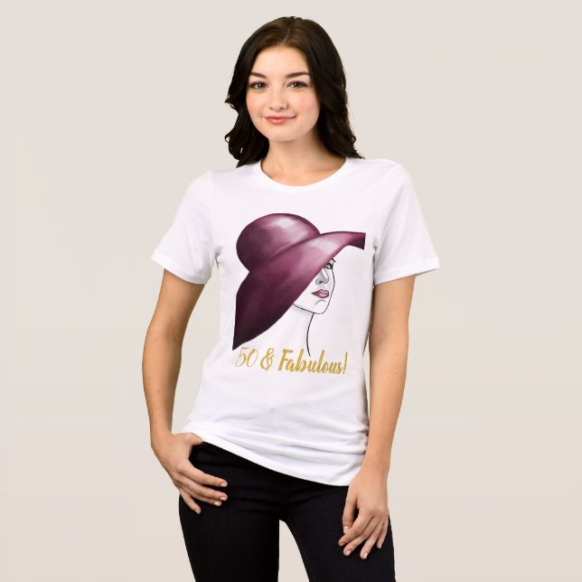 50 & Fabulous Elegant Damen Ehrengast Tri-Blend Shirt (Vorderseite voll)