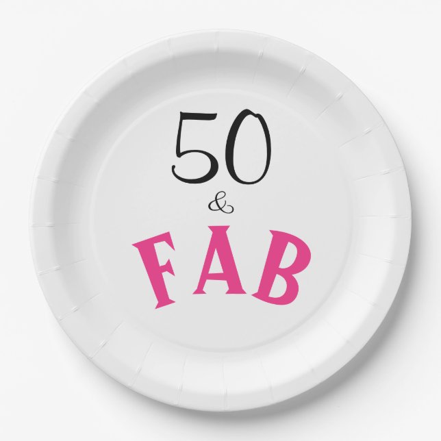 50 & Fabulous Geburtstag Pappteller (Vorderseite)