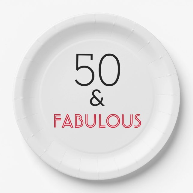 50 & Fabulous Geburtstag Pappteller (Vorderseite)