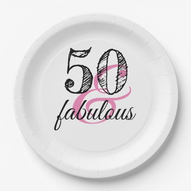 50 & Fabulous Geburtstagsparty Pappteller (Vorderseite)