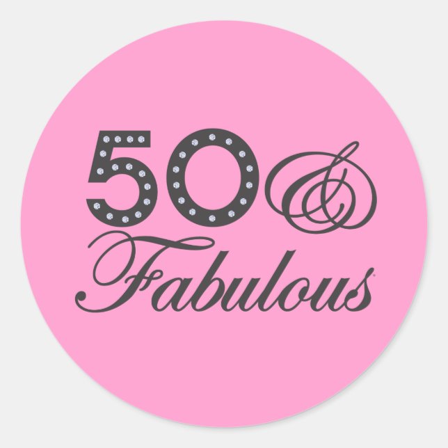 50 & Fabulous Geschenk Runder Aufkleber (Vorderseite)