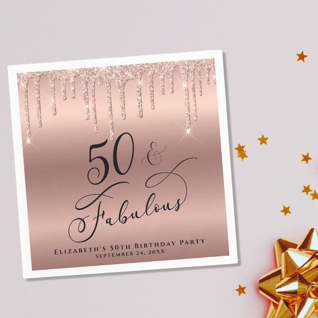 50 Fabulous Glitzer Rose Gold Personalisiert Serviette (Von Creator hochgeladen)