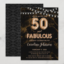 50 & Fabulous Gold Ballon Einladungen zum Geburtst