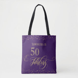 50 & Fabulous Gold Glitzer Confetti, Tiefe Lila Tasche