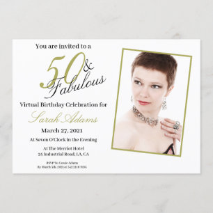 50 & Fabulous Gold VIRTUAL Invitation d'anniversai