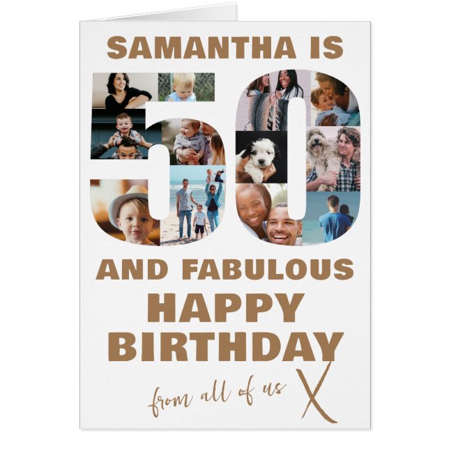 50 & Fabulous Happy Geburtstag Foto Collage (Vorne)