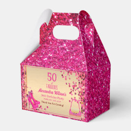 50& Fabulous High Heels Gold Hot Pink Glitzer Glam Geschenkschachtel