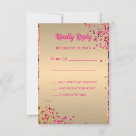50 & Fabulous High Heels Gold Pink Glittery Glam RSVP Karte