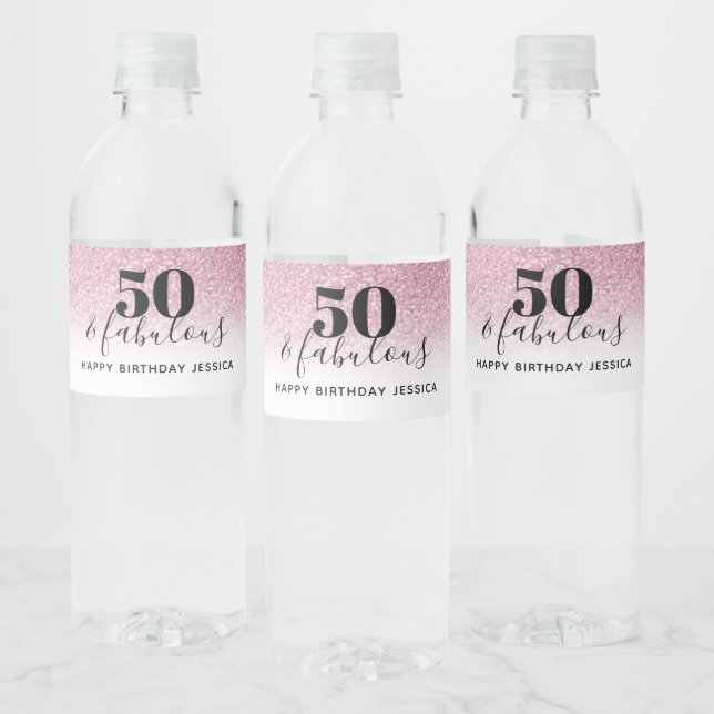 50 & Fabulous Imitate Hot Pink Glitzer Geburtstag (Flaschen)