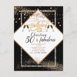 50 & Fabulous LIghts Geburtstagsparty Einladung Postkarte