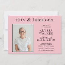 50 Fabulous Minimal Blush Pink Photo 50th Birthday