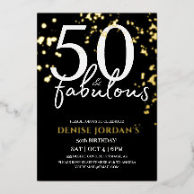 50 & Fabulous Moderne Goldene und Schwarze Geburts
