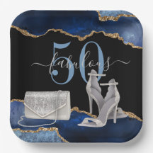 50 Fabulous Navy Black Agate Gold Glitzer