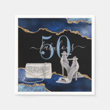 50 Fabulous Navy Black Agate Gold Glitzer