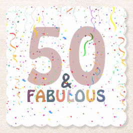 50 & Fabulous Niedlich Confetti Pink Trendy Typogr Untersetzer