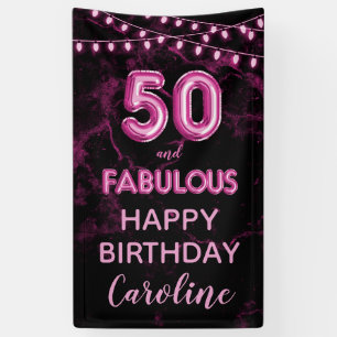 50 & Fabulous Pink & Black Birthday Vertikal Banner