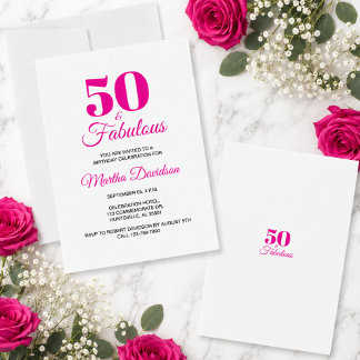 50 & Fabulous Pink Chic Party-Feier Einladung