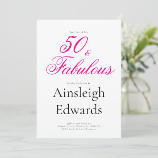 50 & Fabulous Pink Fiftieth Birthday Party Einladung