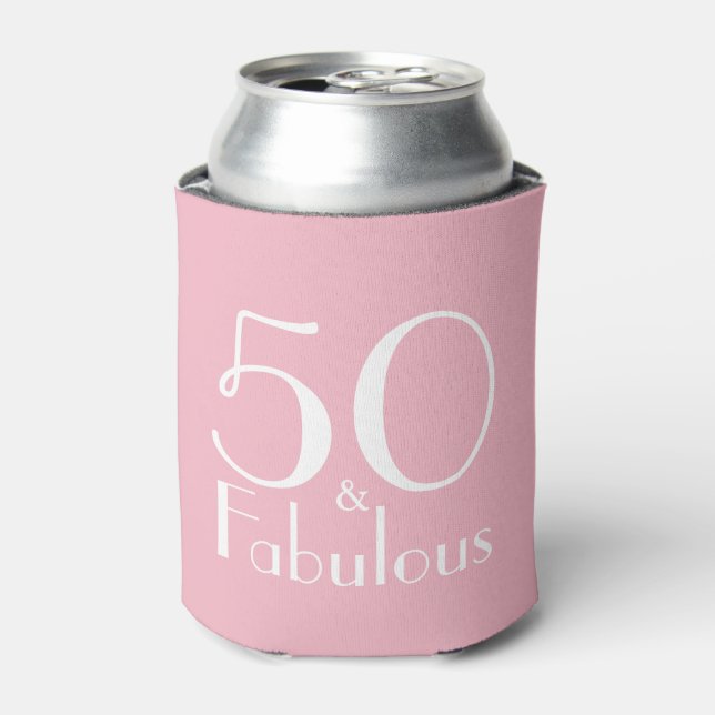 50 Fabulous Pink Girly Birthday Gefallen Dosenkühler (Kanne Vorderseite)