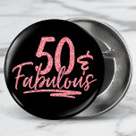 50 & Fabulous Pink Glitter 50th Birthday Sparkle Button<br><div class="desc">50 & Fabulous Pink Glitter 50th Birthday Sparkle Buttons feature the modern text design "50 & Fabulous" in pink glitter calligraphy script. Perfect for a 50th birthday party or celebration.</div>