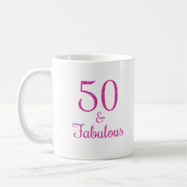 50 & Fabulous Pink Glitzer Typografie Kaffeetasse