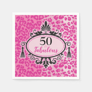 50 & Fabulous Pink Leopard 50. Geburtstag Napkins Serviette