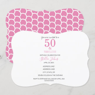 50 & Fabulous Pink Mermaid Niedliche Farbigkeit Ge Einladung