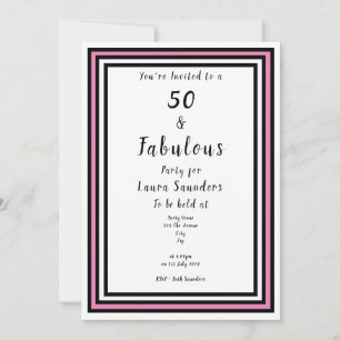50 & Fabulous Pink und Black Party Einladung