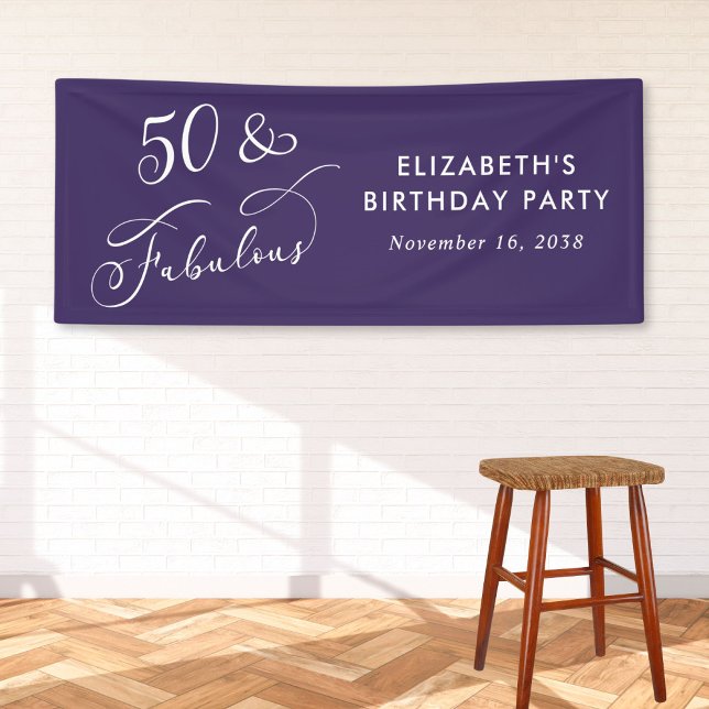 50 Fabulous Purple Birthday Party Welcome Banner (Von Creator hochgeladen)