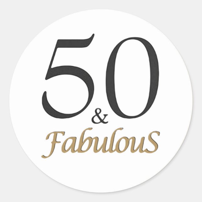 50 & Fabulous Runder Aufkleber (Vorderseite)