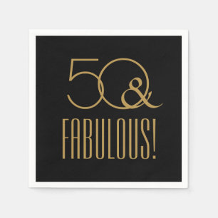 50 & FABULOUS! Schwarz und Gold 50. Geburtstag Serviette